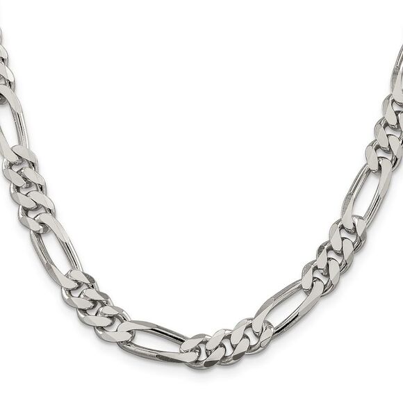 Kazi Luxury Sterling Silver 8mm Figaro Chain - Picture 2 of 7